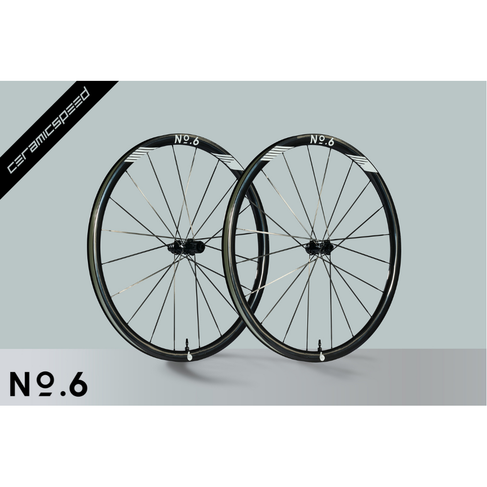 No.6 30/30 CeramicSpeed Superlight Climb Road Wheelset White Graphics - 1098g