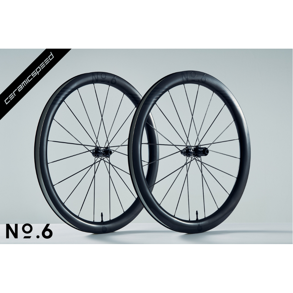 No.6 45/50 CeramicSpeed Superlight All Round Road Wheelset Black Graphics - 1260g