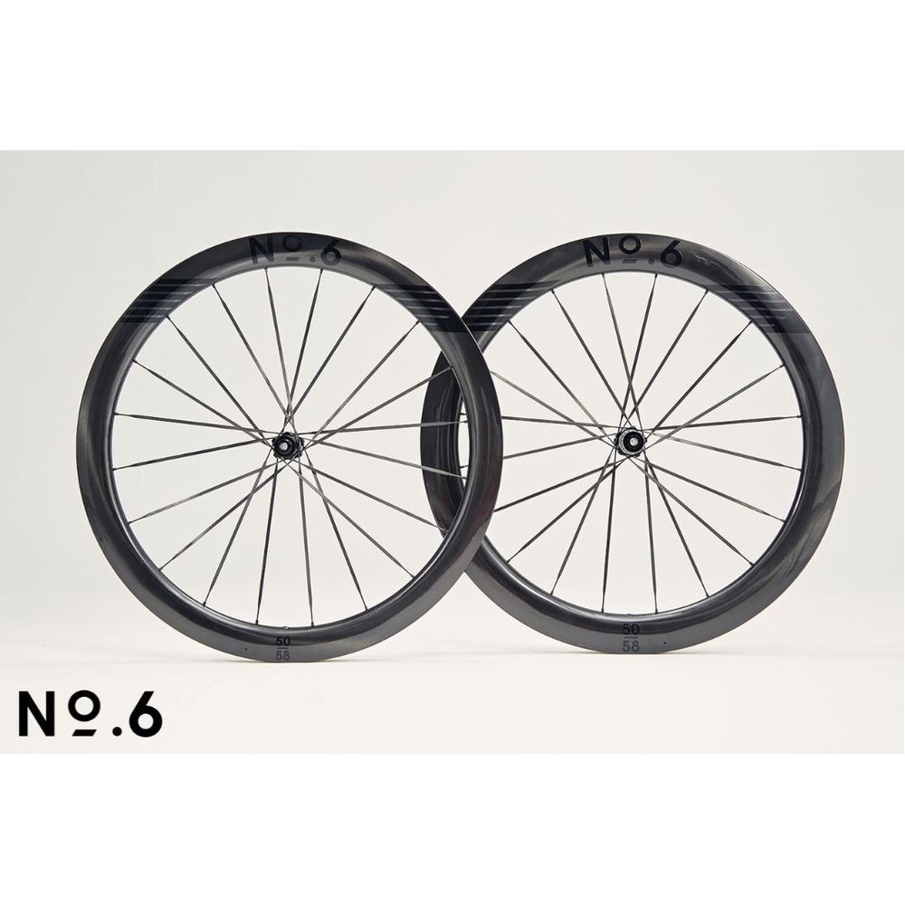 No.6 50/58 Superlight Aero Road Wheelset Black Graphics - 1280g