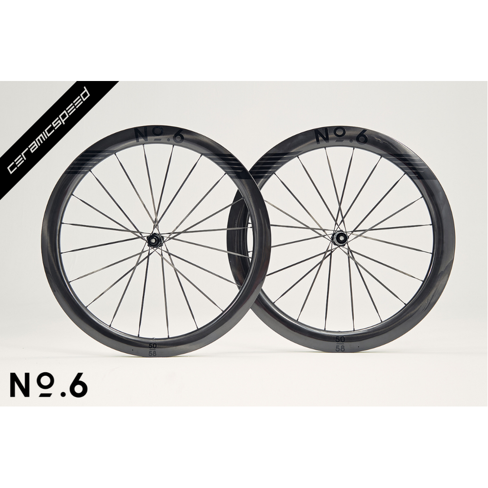 No.6 50/58 CeramicSpeed Superlight Aero Road Wheelset Black Graphics - 1280g