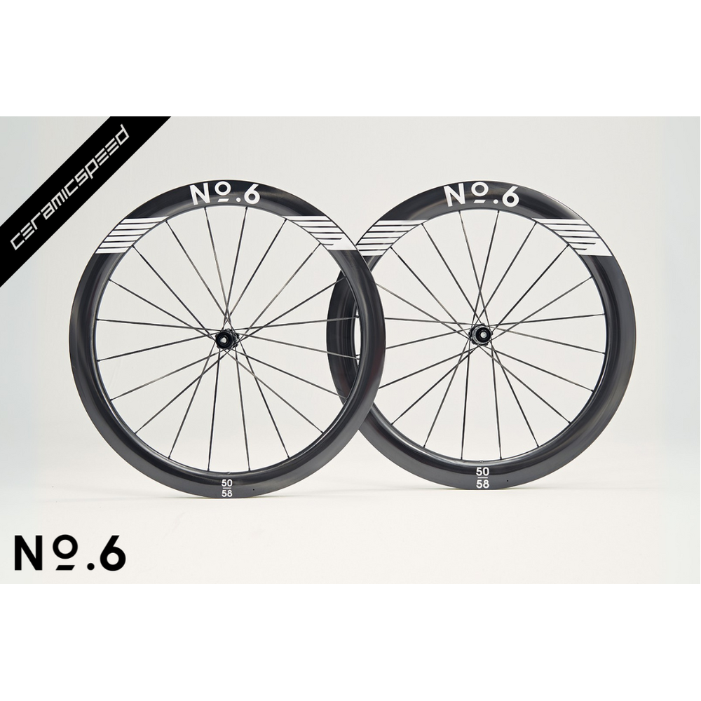 No.6 50/58 CeramicSpeed Superlight Aero Road Wheelset White Graphics - 1280g