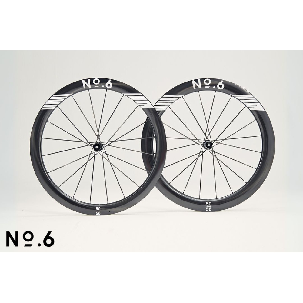 No.6 50/58 Superlight Aero Road Wheelset White Graphics - 1280g