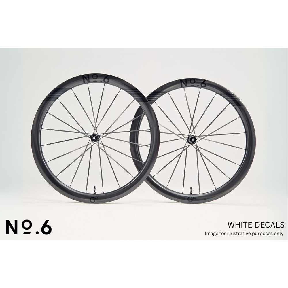 No.6 G45 Aero Gravel Wheelset White Graphics - 1280g